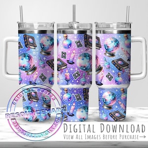 Hexenhaftes Pastell-Design für 40-oz-Becher, pastellfarbener Hexen-Halloween-Becher (40 oz) mit Sublimationsdruck, Stanley-Becher mit praktischem Zaubergriff