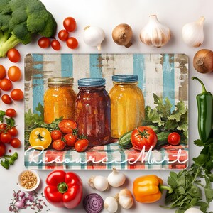 Conception de sublimation de planche à découper en verre de bocaux de style ferme rétro, grand modèle légumes de jardin de campagne kitsch vintage png