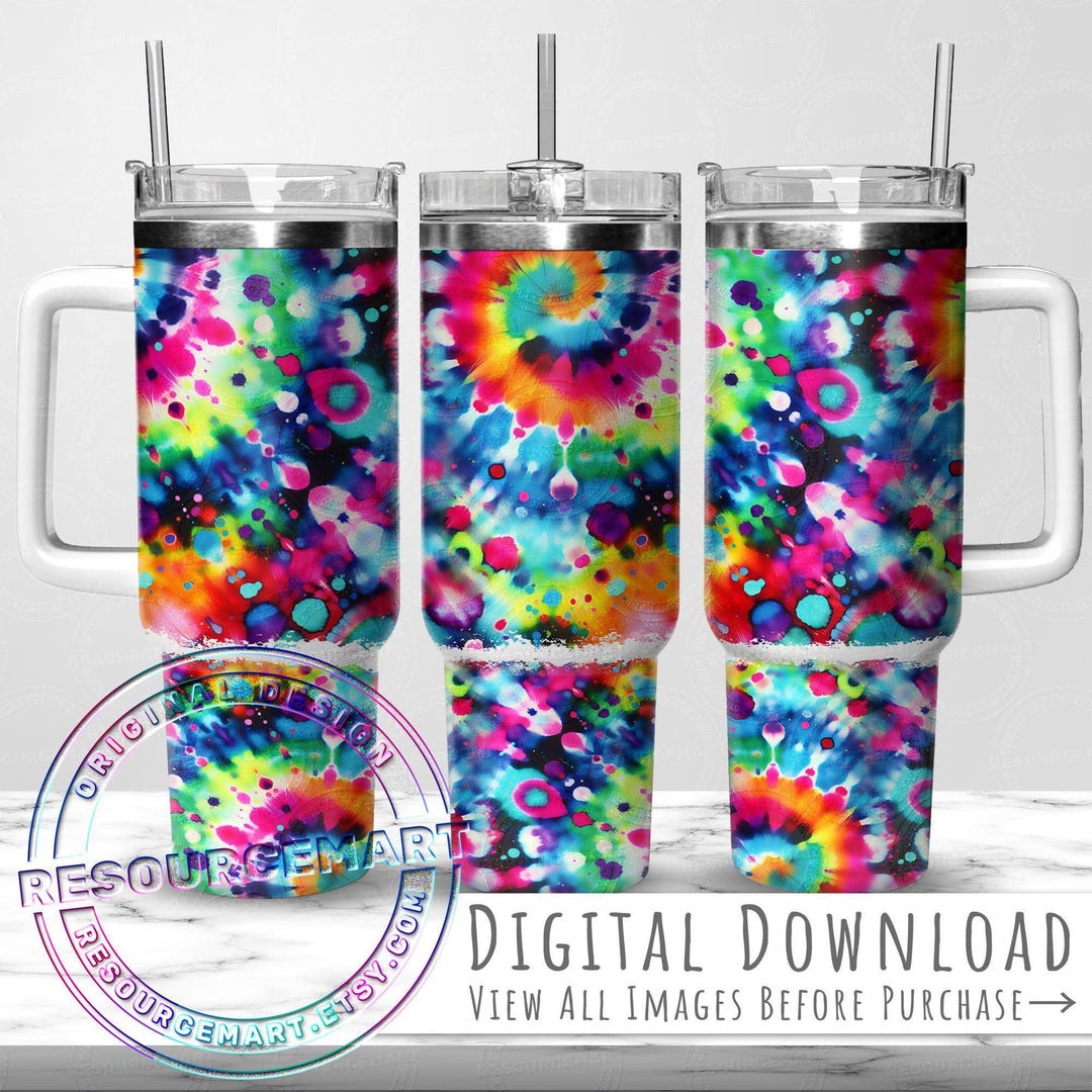 40oz Tie Dye Tumbler Wrap Sublimation Design, 40 Ounce Stanley Quencher ...