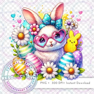 Easter Bunny PNG Graphic File, Print on Demand, cute pastel peep t-shirt tee design, tote bag sublimation, waterslide mug, libbey glass can