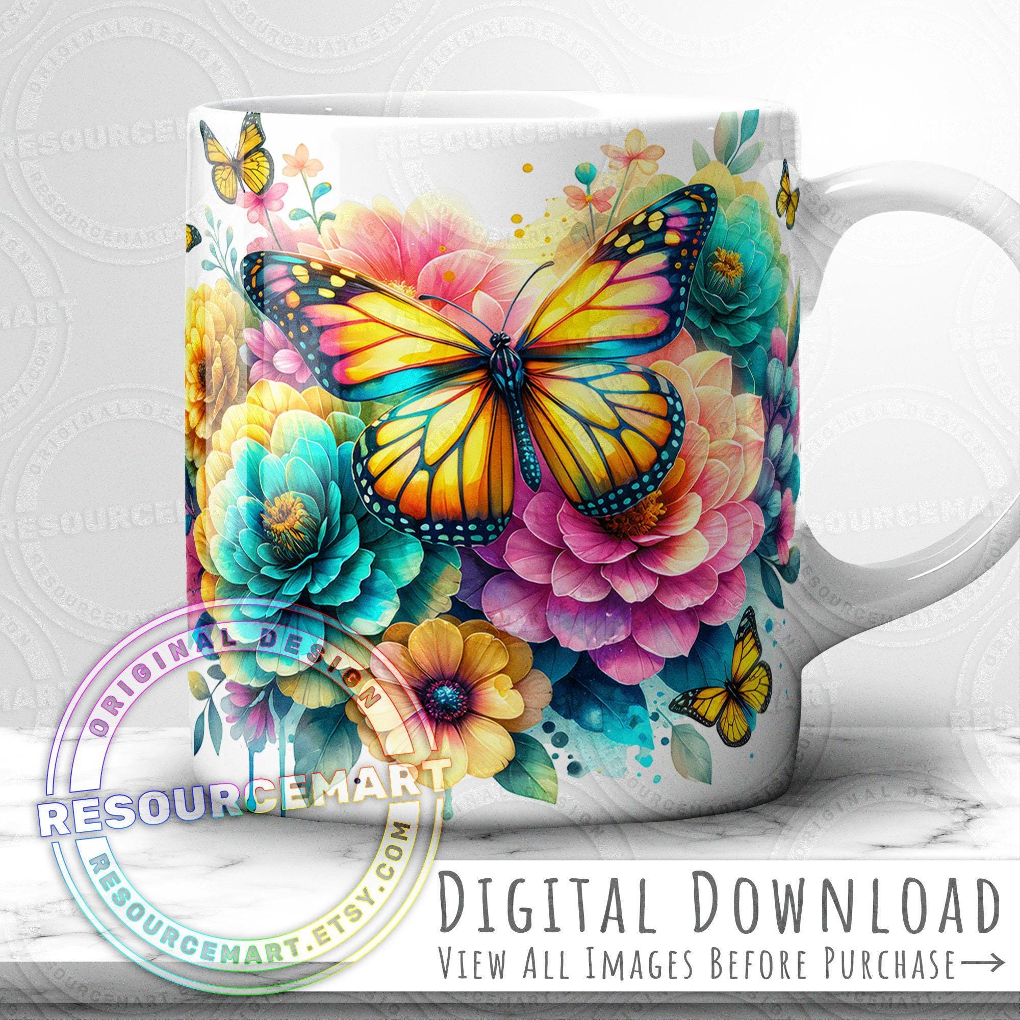12 Ounce Floral Mug - Etsy