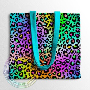 Motivo senza cuciture con leopardo al neon, design a sublimazione, stampa estiva, file digitale in carta con macchie di ghepardo arcobaleno in stile anni '80 e '90, png sfumato colorato immagine 5