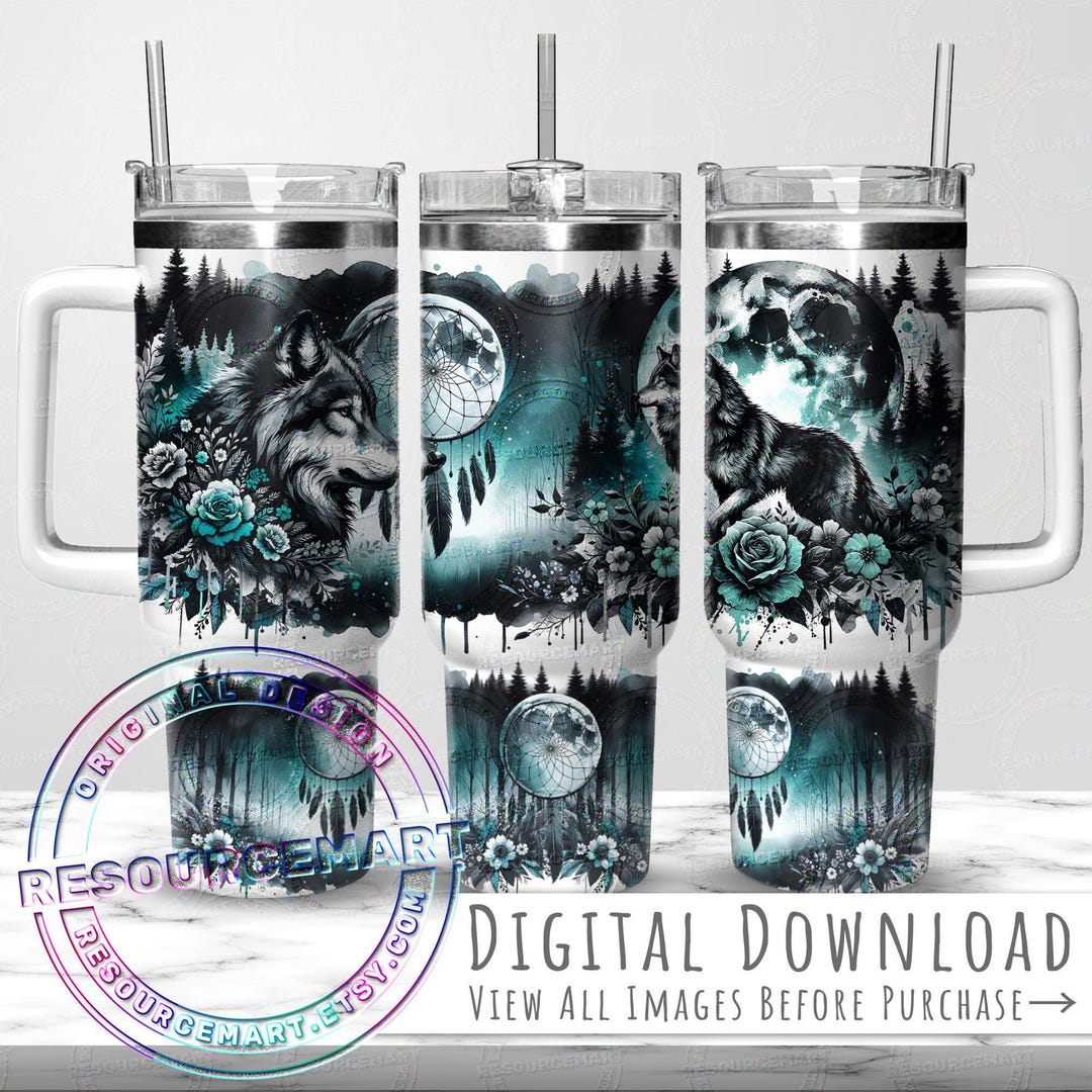 Seamless 40oz Tumbler Wrap Design, 40 Ounce Stanley Quencher Handle Cup ...