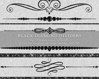 Black Diamond Dividers Clipart Transparent PNG luxe luxury glam bling separator border invitation marketing website social media graphic