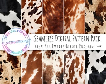 Seamless Cowhide Digital Paper, scrapbook paper, tileable leather wallpaper, western background, luxury textures, pattern, print on demand