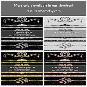 Diamond Dividers Clipart Transparent PNG luxe luxury glam bling clip art separator border invitation marketing website social media graphics image 5