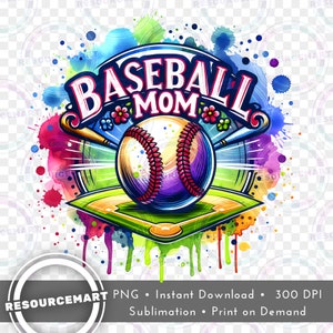 Baseball Mom PNG Grafikdatei, Print on Demand, Sport Mama T-Shirt Tee-Design, Wasserschiebebecher, libbey Glasdose, Einkaufstasche Sublimation
