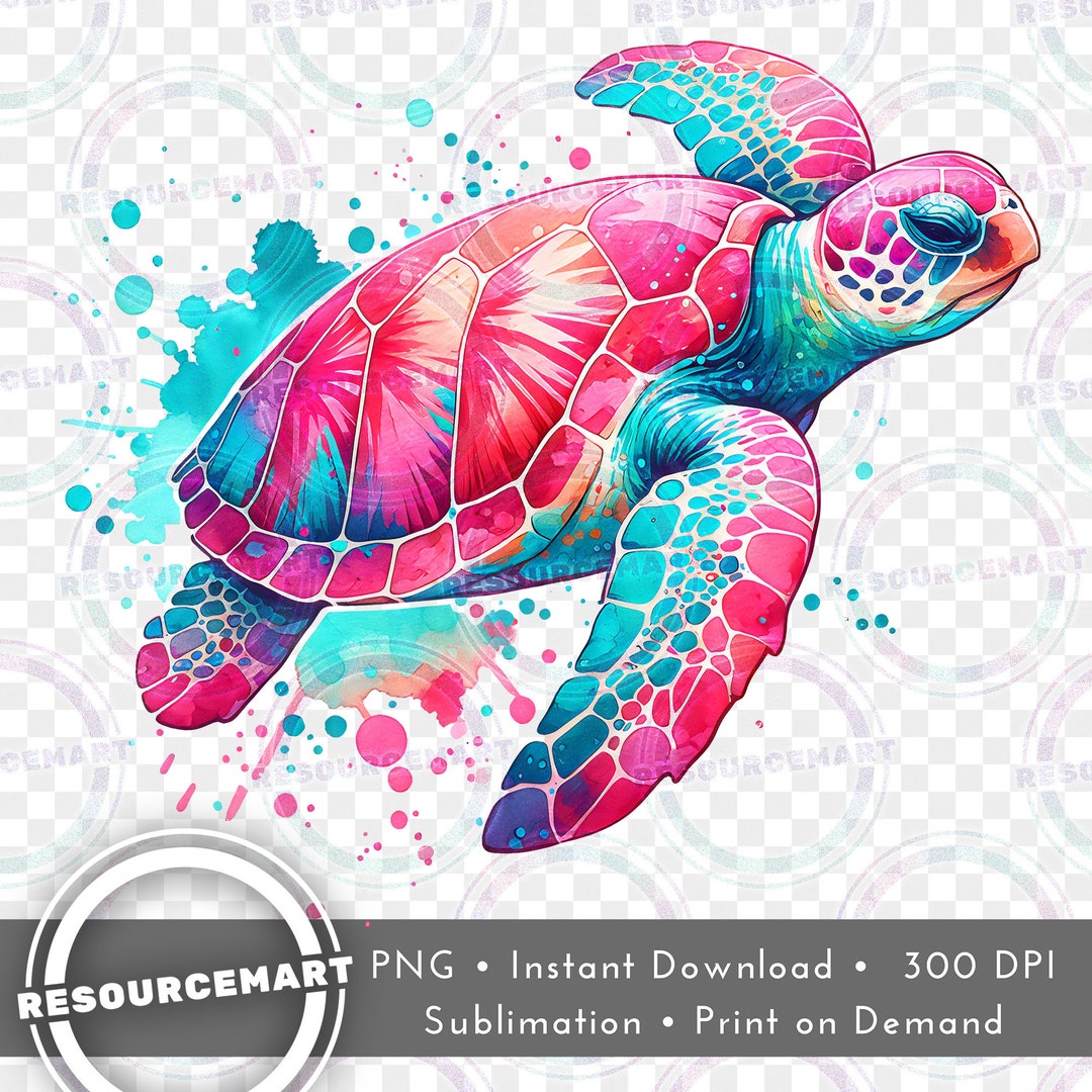 Turtleson Pink Pattern Pink & Turquoise Sea Turtle PNG Graphic File, Print on Demand, Summer T ...