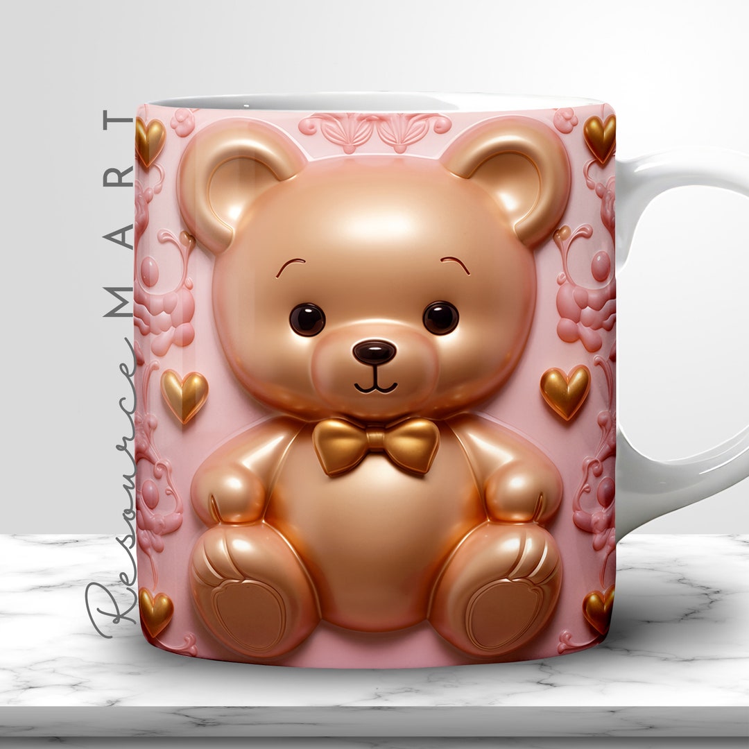 3d Teddy Bear Valentine Coffee Mug Wrap 11oz 12oz 15 Oz Puffy Pink And 3d Teddy Bear Valentine Coffee Mug Wrap 11oz 12oz 15 Oz Puffy Pink And