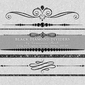 Black Diamond Dividers Clipart Transparent PNG luxo luxo glam bling separador fronteira convite marketing site gráfico de mídia social