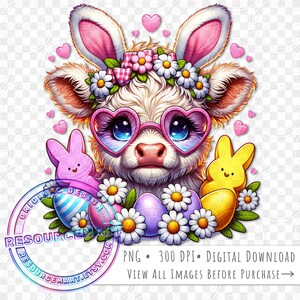 Easter Baby Cow PNG Graphic File, Print on Demand, cute pastel peep t-shirt tee design, tote bag sublimation, waterslide mug, libbey can