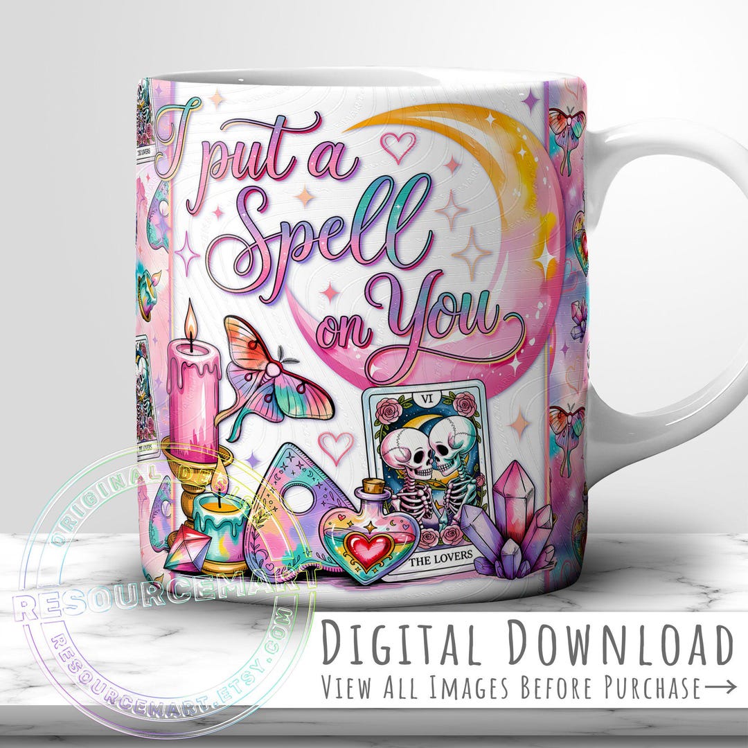 I Put A Spell on You Mug Wrap Design, Pastel Goth Witchy Valentine's ...