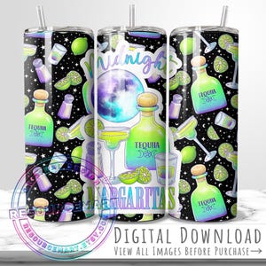Nahtloses Design für 20-oz-Becher mit Mitternachts-Margaritas-Motiv, Sublimationsdruck für Halloween-Motive von Practical Magic, farbenfroher, pastellfarbener Gruselbecher (20 oz).