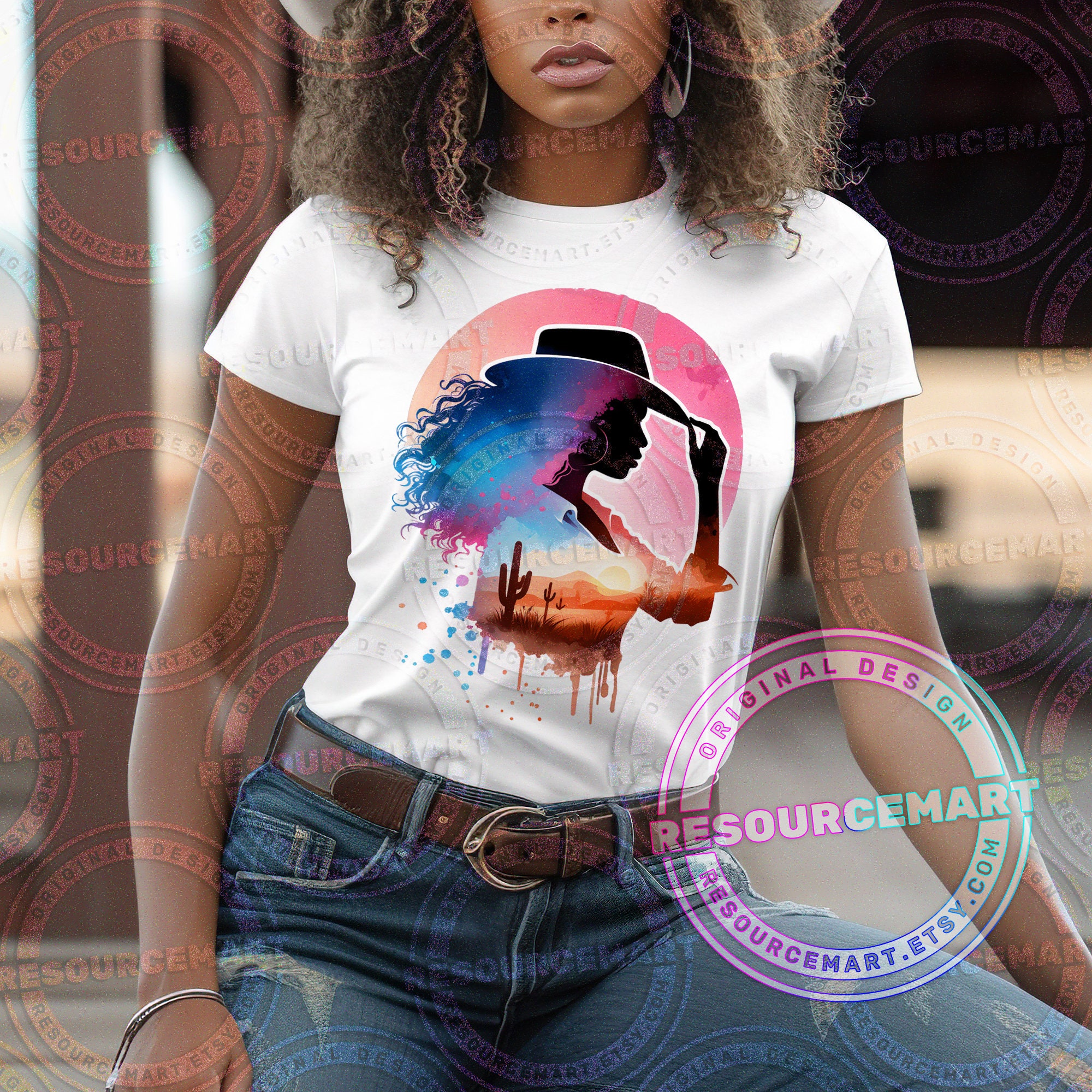Pastel Cowgirl PNG Graphic File, Western Desert T-shirt Tee Design ...