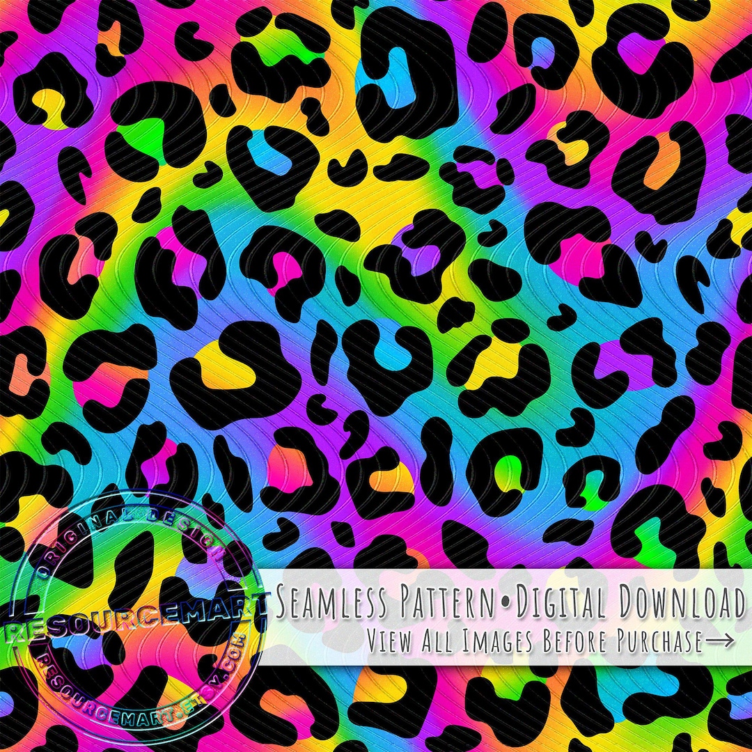 80's Rainbow Leopard Seamless Pattern, Retro Sublimation Design ...