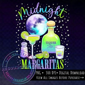 Midnight Margaritas PNG Grafikdatei, Praktische Magie T-Shirt Sweatshirt Design, Halloween Grusel Saison Tragetasche, witchy Glasdosen Design