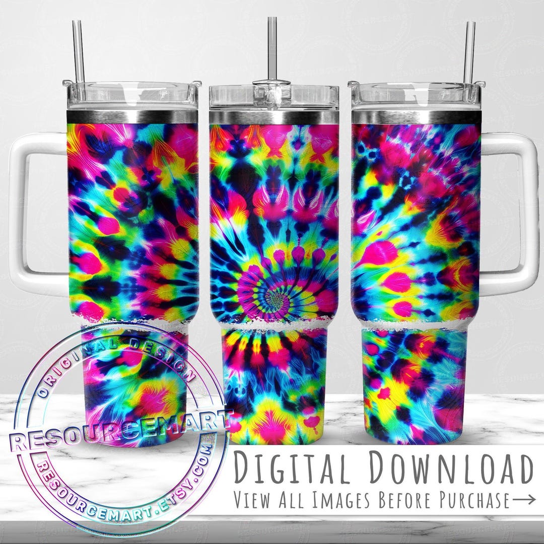 40oz Tie Dye Tumbler Wrap Sublimation Design, 40 Ounce Stanley Quencher ...