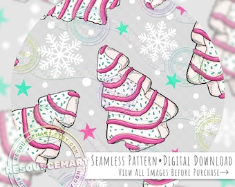 Christmas Tree Cake Seamless Pattern, holiday food seamless file digital paper, light grey sweets retro nostalgic festive print