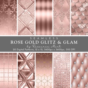 Luxury Glam Digital Paper rosegold printable scrapbook paper seamless pattern metallic glitter background texture print on demand commercial