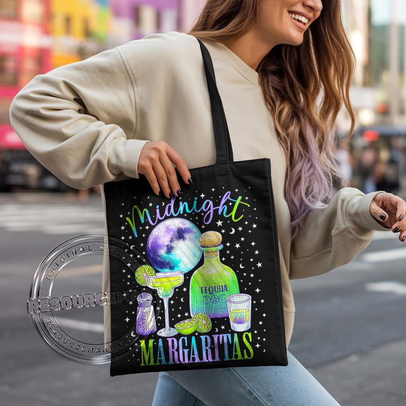 Midnight Margaritas PNG Graphic File, Practical Magic t-shirt sweatshirt design, Halloween spooky season tote bag, witchy glass can design image 3