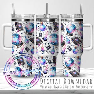 Hexenhaftes Pastell-Design für 40-oz-Becher, pastellfarbener Hexen-Halloween-Becher (40 oz) mit Sublimationsdruck, Stanley-Becher mit praktischem Zaubergriff