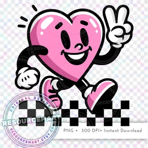 Retro Heart PNG Graphic File, t-shirt tee or sweatshirt design, cute funny tote bag sublimation graphic, libbey glass can pink design png