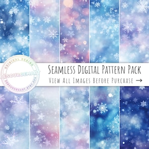 Nahtlose fallende Winter Schneeflocken Digitales Papier, bedruckbares Scrapbook Papier Pastell Schnee Hintergrund Weihnachten Wallpaper Journal Seiten POD