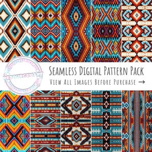 Seamless Southwestern Bead Weaving Digital Paper, western patterns, aztec navajo scrapbook background, cowboy wallpaper, print on demand