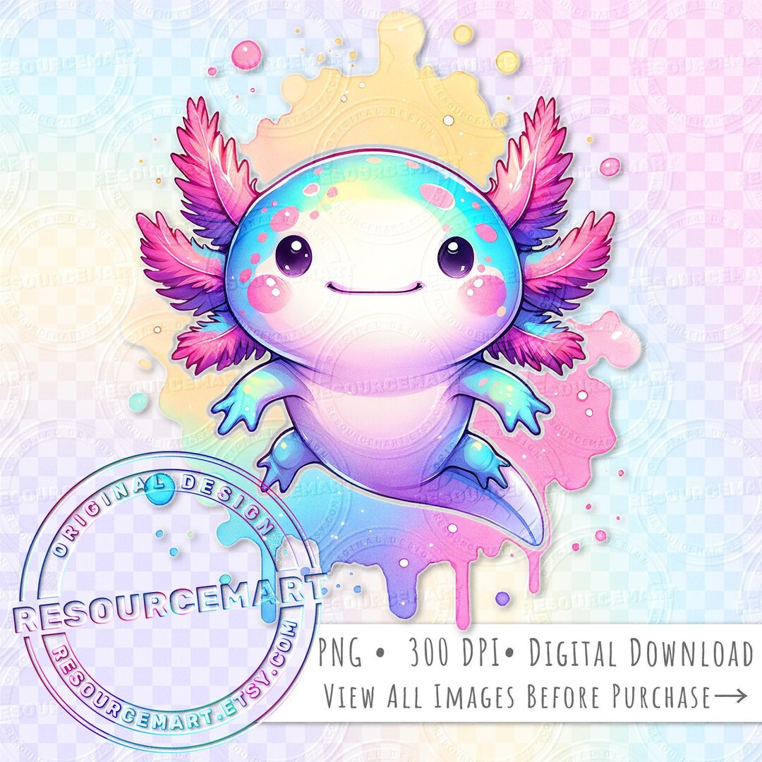 Cute Axolotl PNG Sublimation Design, Pastel Summer T-shirt Tee Graphic ...
