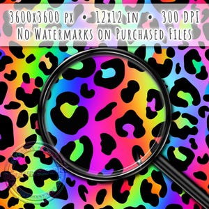 Rainbow Leopard seamless pattern, sublimation design, summer print, 80s 90s style neon cheetah spots digital paper file, colorful ombre png image 3