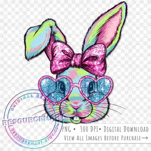 Easter Bunny PNG Sublimation File, colorful glittery sequin sparkly spring rabbit t-shirt tee design, easter tote bag, glass can clip art