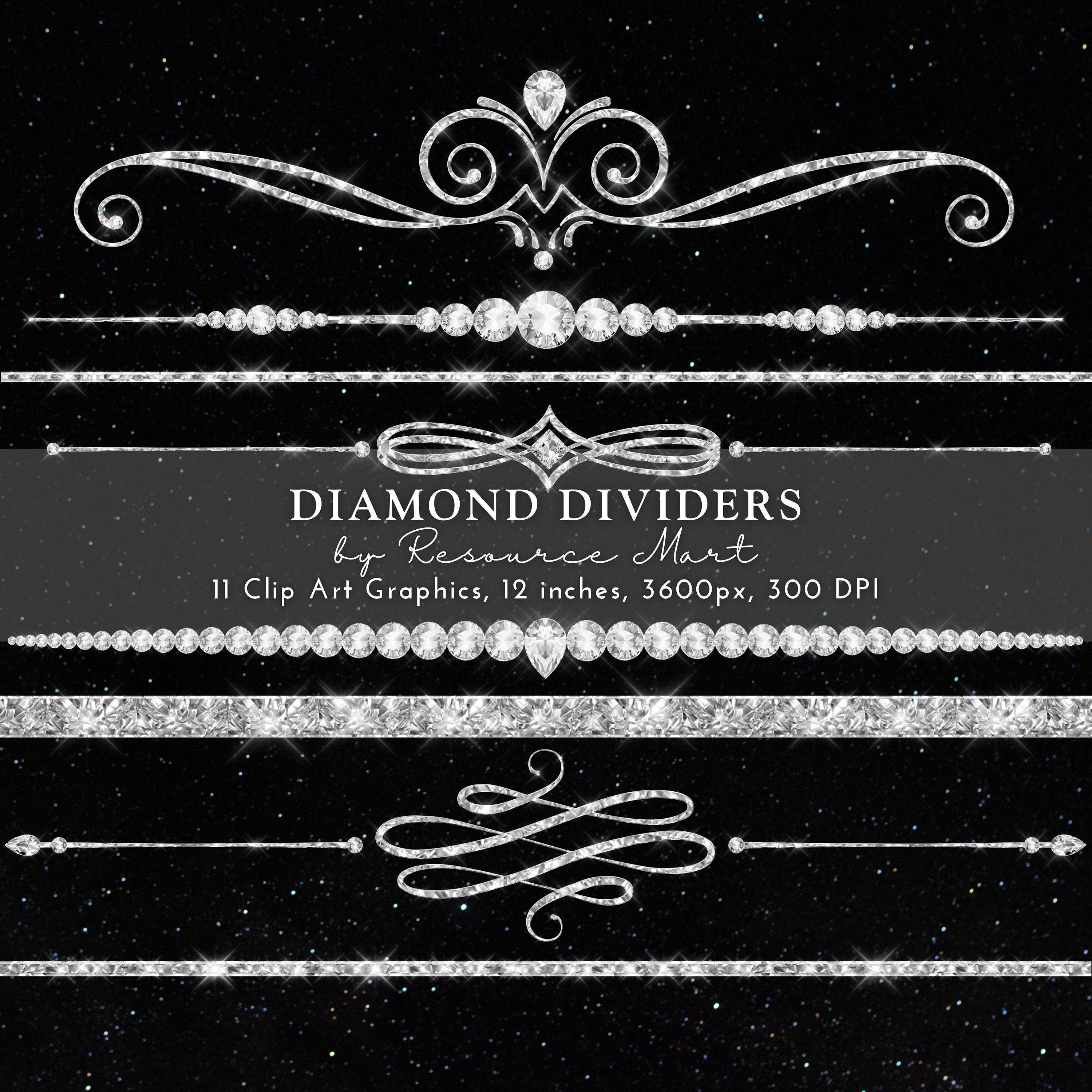Diamond Dividers Clipart Transparent PNG luxe luxury glam bling clip art separator border invitation marketing website social media graphics