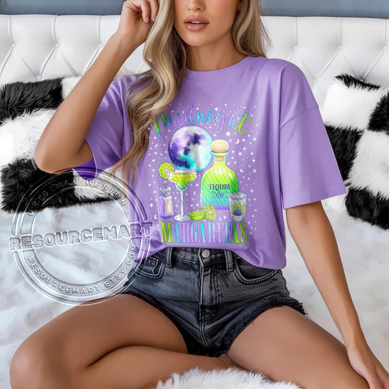Midnight Margaritas PNG Graphic File, Practical Magic t-shirt sweatshirt design, Halloween spooky season tote bag, witchy glass can design image 5