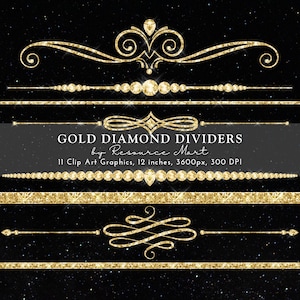 Gold Diamond Dividers Clipart Transparent PNG luxe luxury glam bling separator border invitation marketing website social media graphics