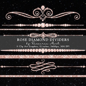 Rose Gold Diamond Dividers Clipart Transparent PNG, luxe luxury glam bling separator border, invitation design, marketing website graphic