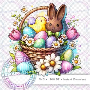 Osterkorb PNG Grafikdatei, Print on Demand, süßes Pastell Peep T-Shirt T-Shirt Design, Einkaufstasche Sublimation, Waterslide Becher, libbey Glasdose
