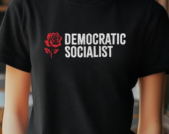Democratic Socialist Rose emblem Tee, Unisex Jersey Shirt, Activist Apparel, Political Statement T-Shirt, Gift for Progressives
