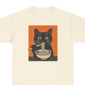 Noodle Cat Shirt, Ramen noodle Cat, Unisex Tee, Retro Japanese Cat, Foodie Cat Lovers