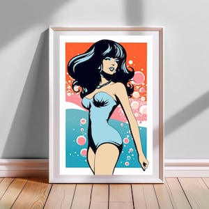 Pop Art Blue Girl Poster Print