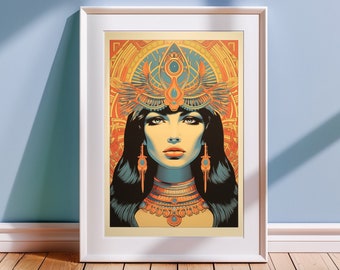 エジプトの女王クレオパトラ - エジプト美術 - キャンバスに手描きされ