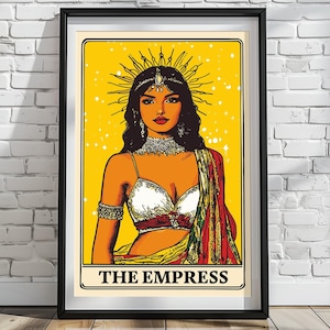 Cartaz de Carta de Tarô da Imperatriz, Bela Ilustração da Imperatriz Indiana, Ilustração de Carta de Tarô, Arcanos Maiores, Místico, poder feminino
