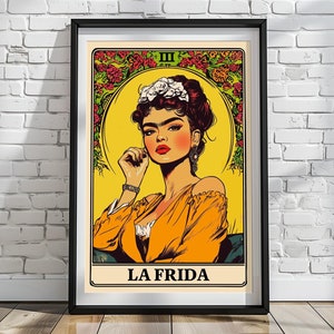 Póster de la carta del tarot de Frida Khalo, ilustración, impresión artística feminista, decoración surrealista, arte de pared