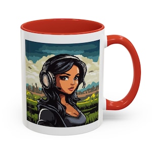 Gamer Girl Coffee Mug, 8-bit Art, Classic Video Game Graphic, Coffee Mug (11, 15oz) - Retro Gaming Cup, Pixel Pattern Tea Cup, Video Gamer