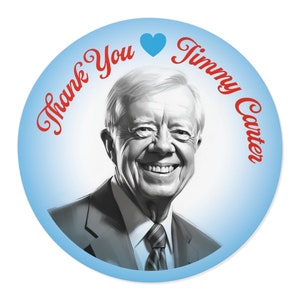 Stickers ronds en vinyle Jimmy Carter Tribute, coeur Sticker Jimmy Carter Merci, Illustration Jimmy Carter
