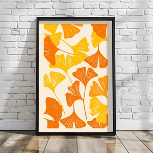 Ginkgo Leaf Illustration Poster Print - Botanical Art Decor