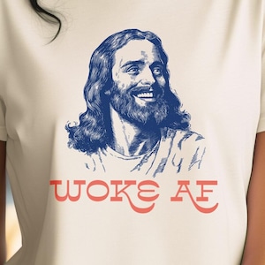 Jesus erwachte AF Unisex-T-Shirt, großzügiger Jesus, positiver Jesus, barmherzig und freundlich, Jesus-Illustration