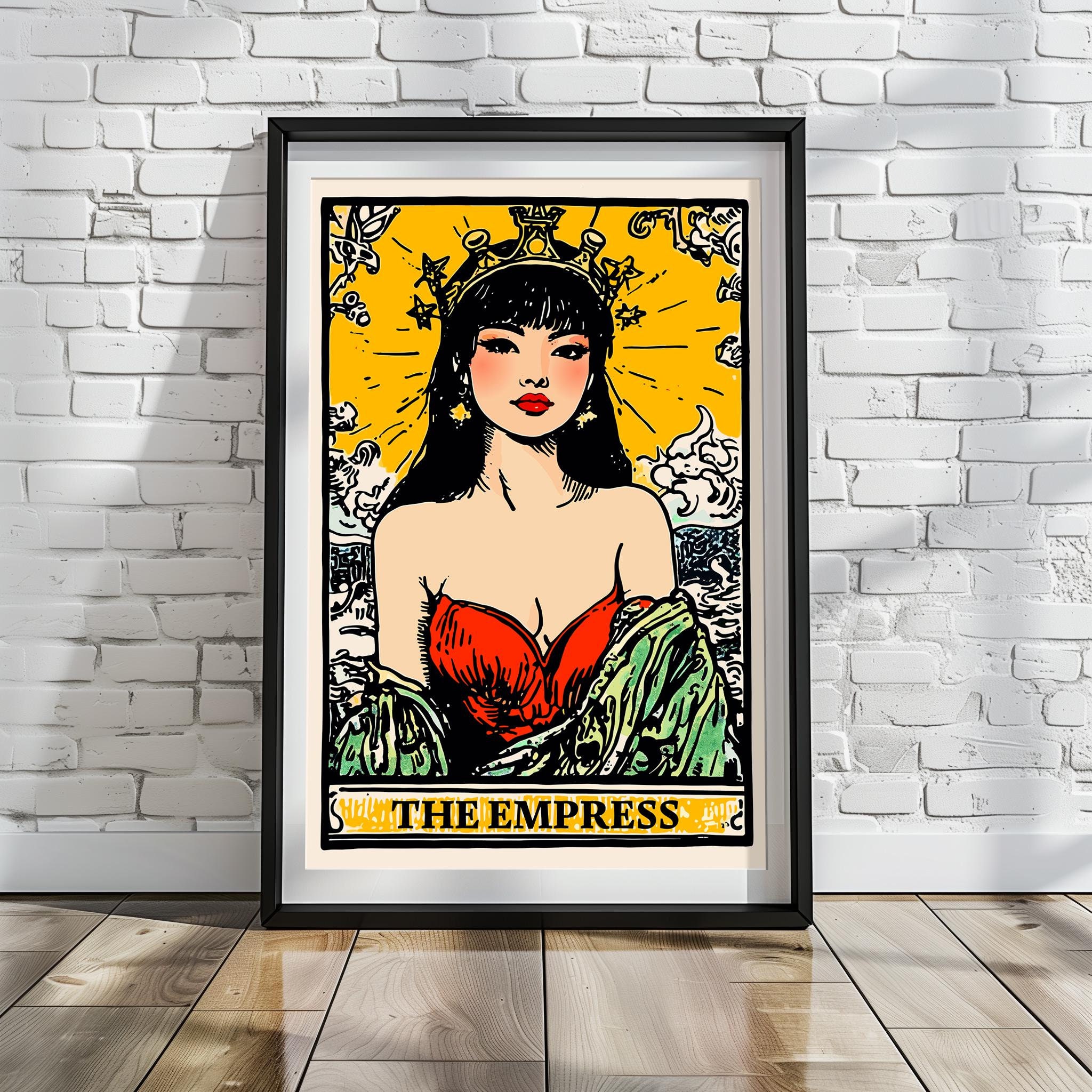 The Empress Tarot Card Poster, Beautiful Illustration of Asian Empress, Tarot Card Illustration, Major Arcana, Mystical, female power, ruler