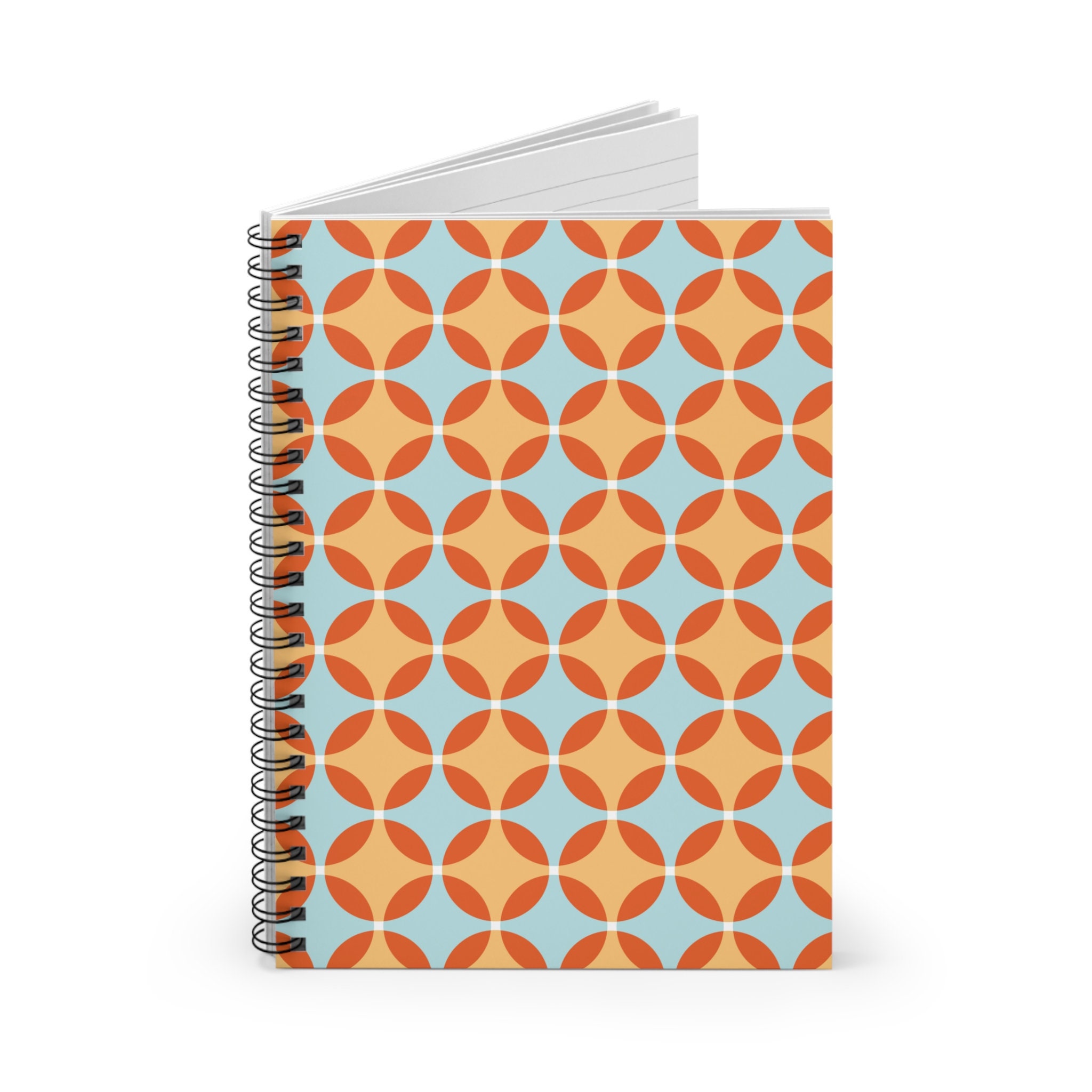 Midcentury Modern Circle Pattern Spiral Notebook - Ruled Line - 6