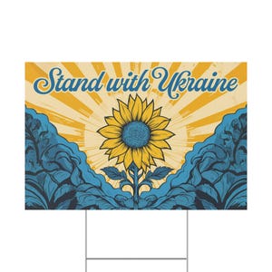 Support Ukraine Sunflower Plastic Yard Sign, Outdoor Decoration, Stand with Ukraine, Home and Garden Signage, Statement, President Zelensky