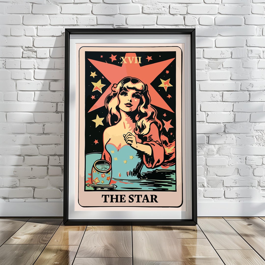 The Star Tarot Card Illustration Poster Print Beautiful Woman, Water ...